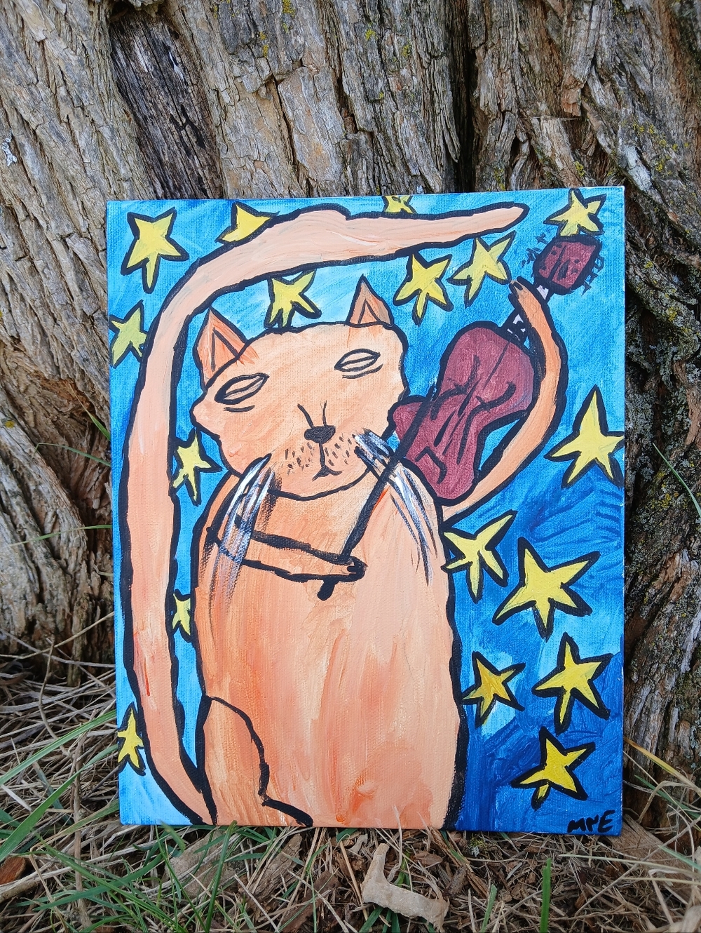 Cat Playing Fiddle Painting - Picture 8 of 8